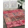 thumbnail image 2 of Ahgly Company Indoor Round Abstract Pink Coral Pink Patchwork Area Rugs, 6' Round, 2 of 6