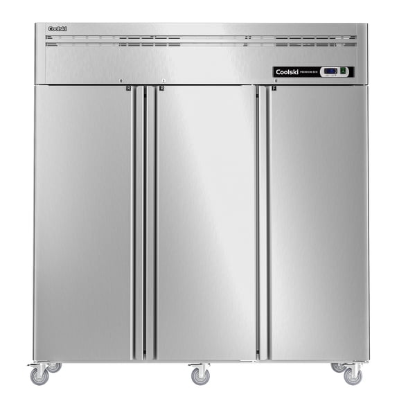 Coolski 72"" W 54 Cu Ft 3-Door Commercial Upright Refrigerator, Stainless Steel