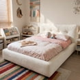 thumbnail image 4 of EnHomee Cloud Upholstered Bed Frame Full Size Boucle Platform Bed Frame with Button Design Headboard & Round Corner & Extra Pillow,Beige, 4 of 8