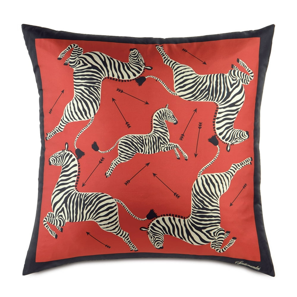 Scalamandre Red Zebra Scarf Silk Pillow, 35"x35"
