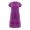 thumbnail image 4 of B91xZ Robe Grande Taille pour Femmes Col Montant Manches Courtes Taille Haute Robe Décontractée à Volants, Violet m, 4 of 5