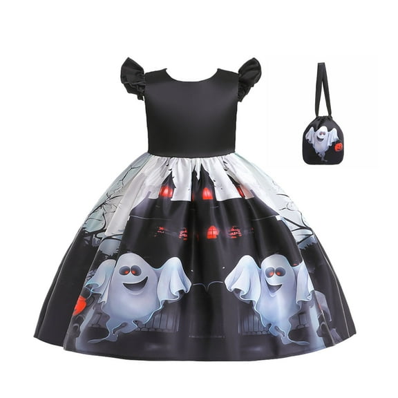 Odeerbi Girls Dress Baby Girls Clothes Children Gauze Skirt Festival Masquerade Dress Black