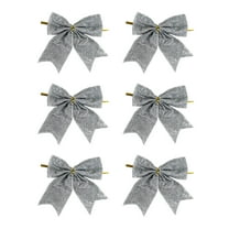 Dmlowu Christmas Bows - 4" Christmas Tree Bow Ornaments for Xmas Decor, 6pcs Velvet Bows for Christmas Tree, Hanging Decorations Christmas Bow Gifts for Holiday Party Decor