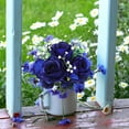 thumbnail image 3 of Morttic Fake Flowers 12Pcs Blue Roses Artificial Flowers in Bulk with Long Stem Realisitic Silk Roses for Centerpieces Baby Shower Party Home Valentine's Day Decorations, Navy Blue, 3 of 6
