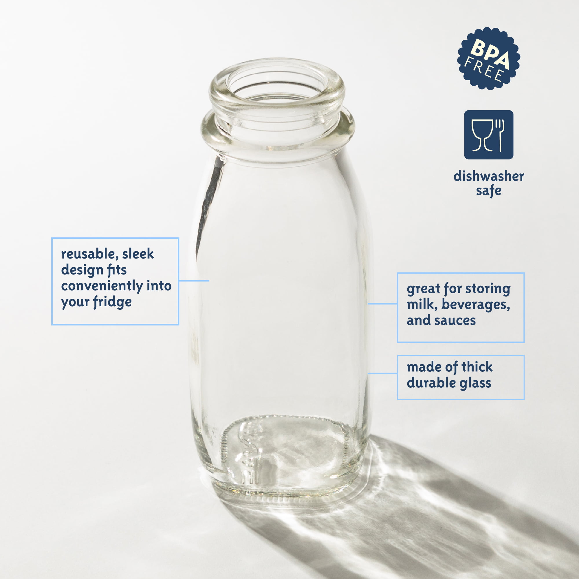 16oz Square Glass Milk Bottle – Kitchentoolz