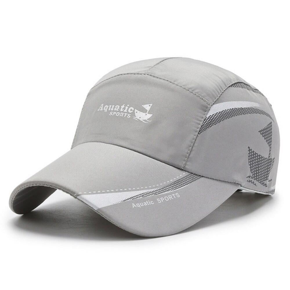 Miyanuby Unisex Summer Running Cap Quick Dry Mesh Outdoor Sun Hat Stripes Lightweight Breathable Soft Sports Cap, Gray, Adult Unisex, Size: One Size