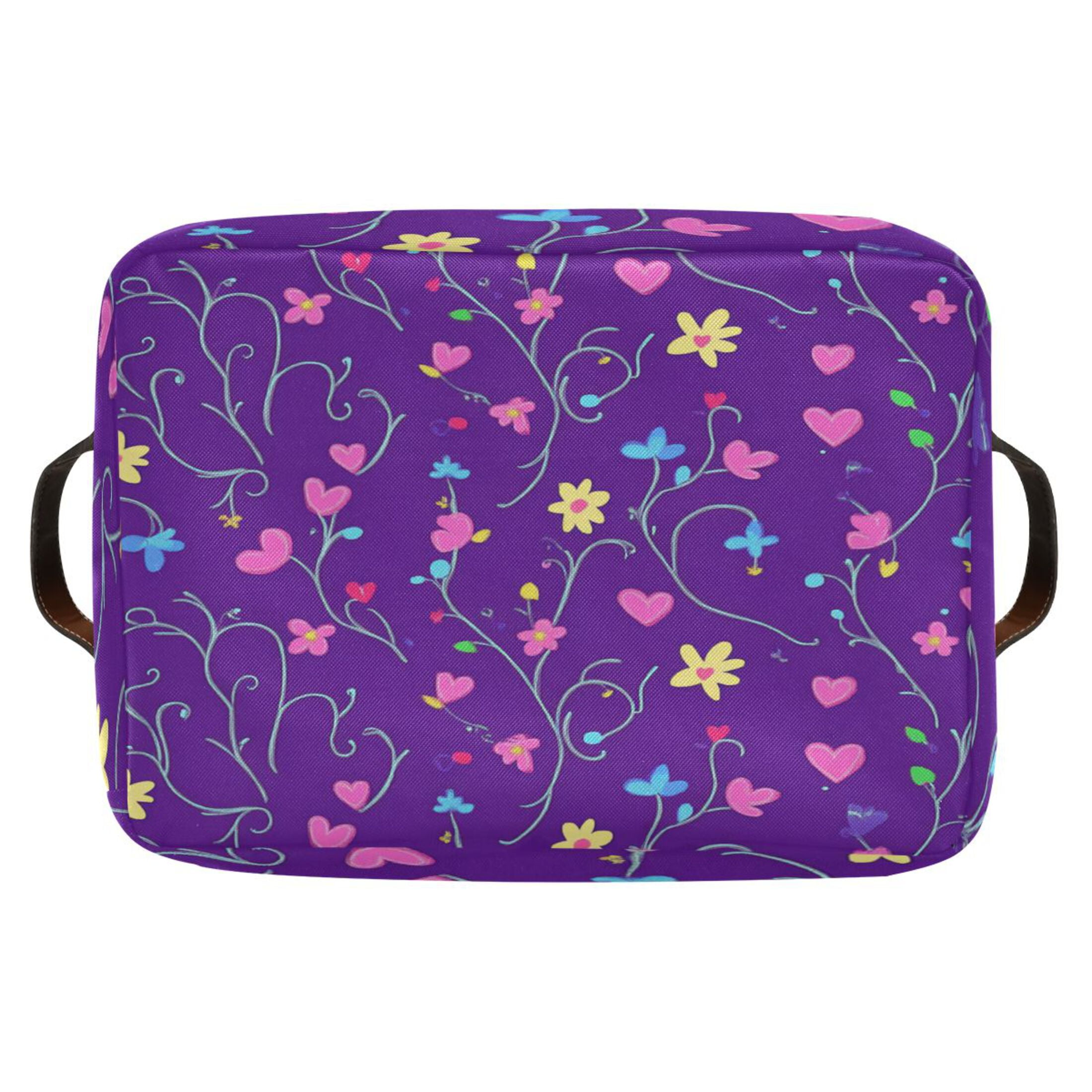 Small Pink Hearts Foldable Storage Basket,Canvas Fabric Foldable Storage Bins with Handles Open Home Storage Bins Boxes for Toy Book Shelf Closet Baskets