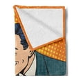 thumbnail image 2 of Family Soft Flannel Fleece Blanket, Happy Family Dad Mom and Son Pop Art Retro Style Vintage Cartoon Illustration Print, Cozy Plush for Indoor and Outdoor Use, 50" x 60", Multicolor, by Ambesonne, 2 of 5