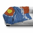 thumbnail image 3 of Ride the Wave Soft Flannel Fleece Throw Blanket, Man Surfing in Giant Ocean Waves Retro Sports Poster Print, Cozy Plush for Indoor and Outdoor Use, 60" x 80", Violet Blue Scarlet, by Ambesonne, 3 of 6