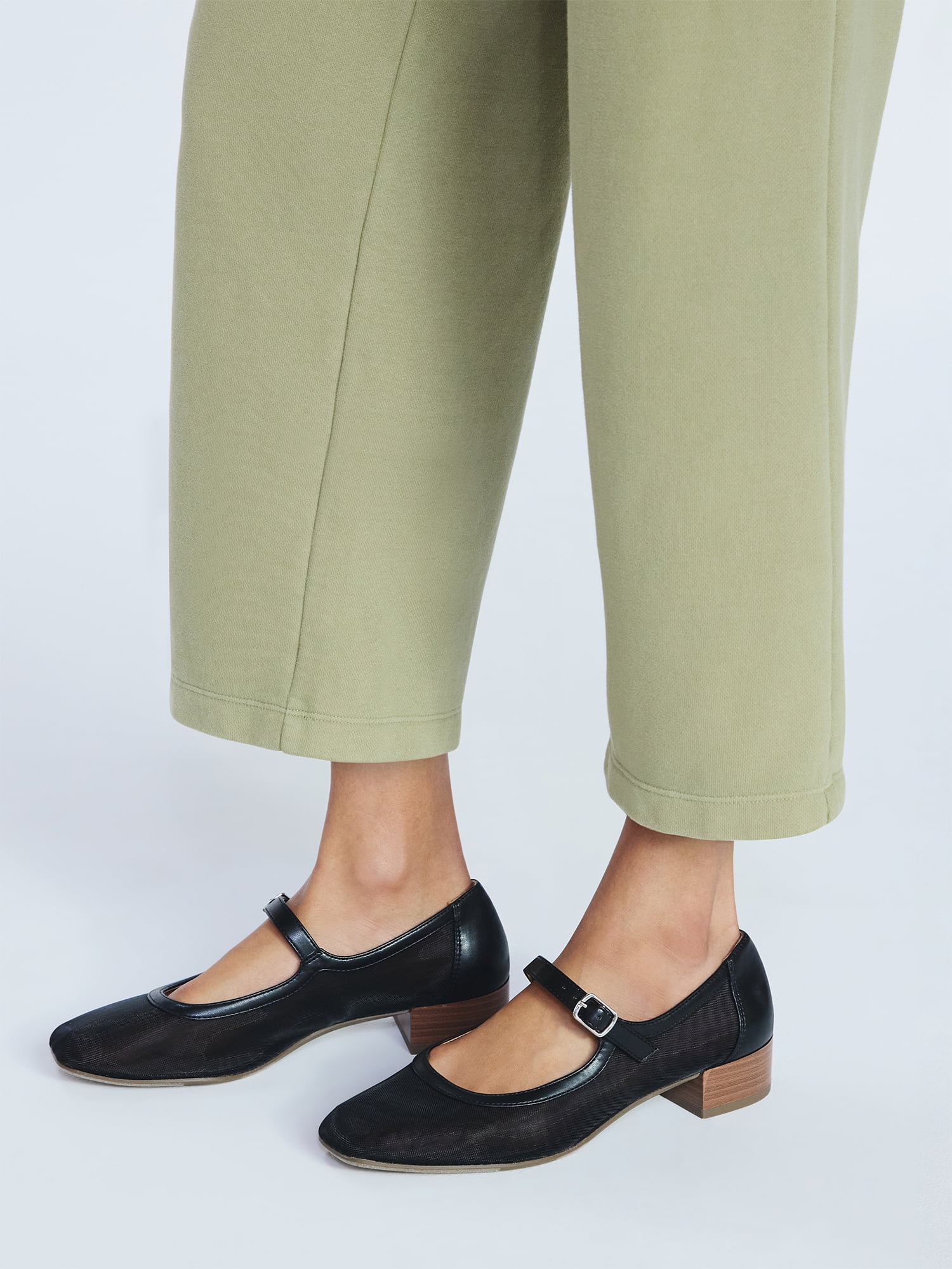 Free Assembly Women's Mesh Block Heel Mary Jane Shoes