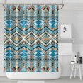 thumbnail image 2 of Extra Long Boho Shower Curtain 72x84 Inches - Vintage Floral & Tropical Leaves Pattern, Waterproof Bohemian Bathroom Decor with 12 Hooks, Tribal Rustic Style, 2 of 5