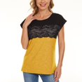 thumbnail image 3 of Vedolay Top Women 2023 Summer V Neck Ruffle Short Sleeve Blouse Swiss Dot Flowy Shirt Tunic Top,Yellow L, 3 of 4