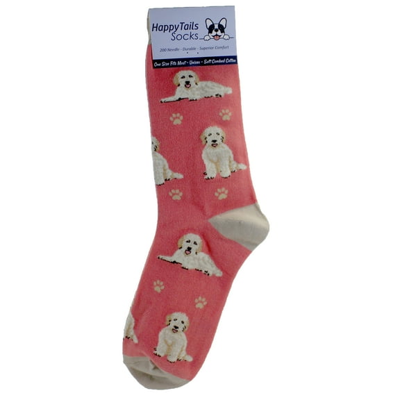 Happy Tails Goldendoodle Dog Lover Peach Colored Socks - One Size Fits Most