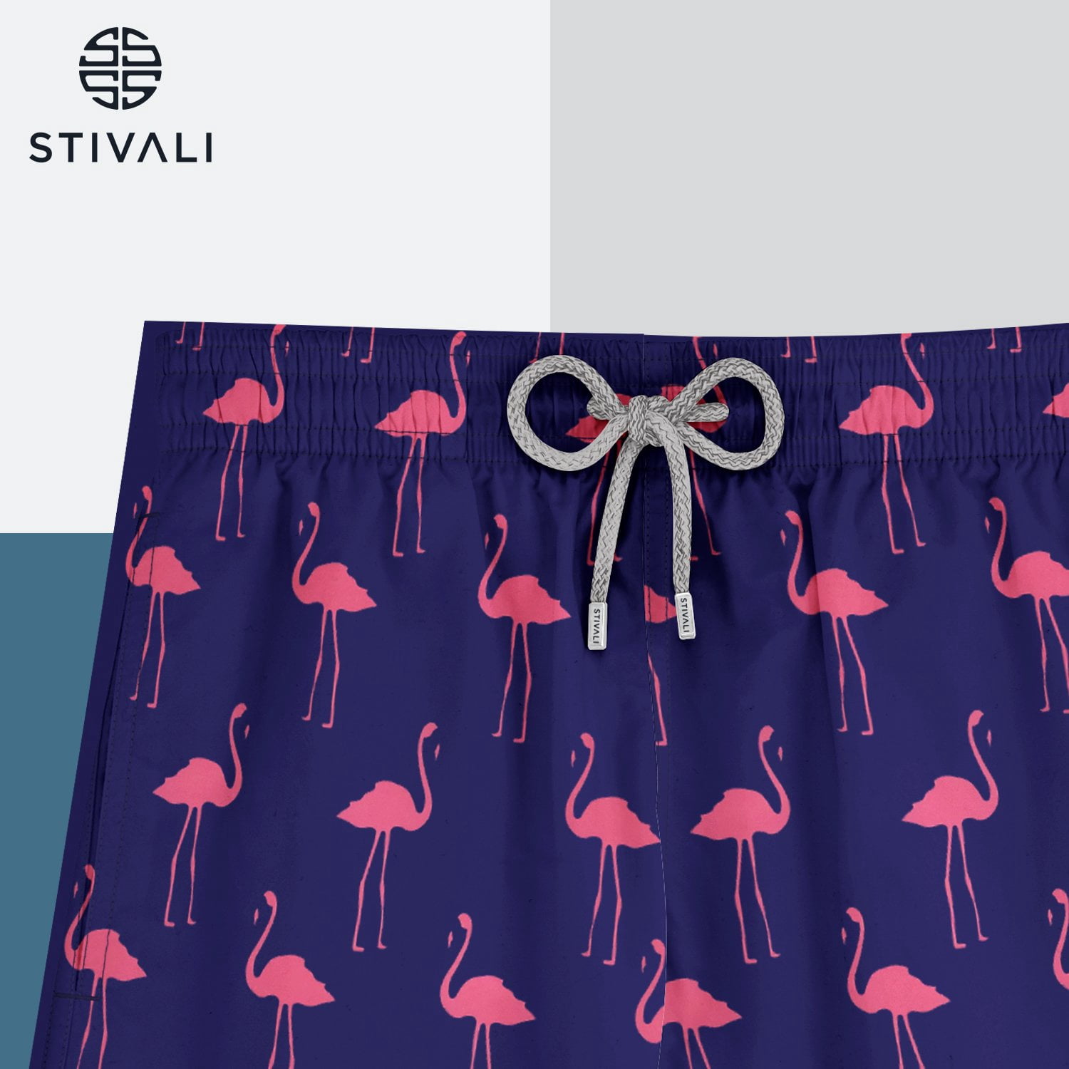 STIVALI Father and Son Matching Swim Trunks (Men - Medium, Blue)