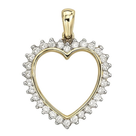 14K Yellow Gold 0.74ct Ultimate Pave Set Round Shaped Diamond Heart Necklace by Jewelrypot