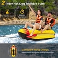 thumbnail image 3 of 2 Person Yellow Banana Boat with U-shaped Wing Design and Grab Handles, Inflatable Towable Tube with  2 EVA-padded Seats, Hot Dog Towable Tube for Boating, 3 of 9