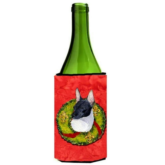 Rat Terrier Christmas Wreath Wine bottle sleeve Hugger - 24 oz.