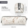 thumbnail image 5 of XMXT Leather Pencil Case, Rose Illustration White Large Capacity Pencil Pouch for Student Teens Women, 5 of 9