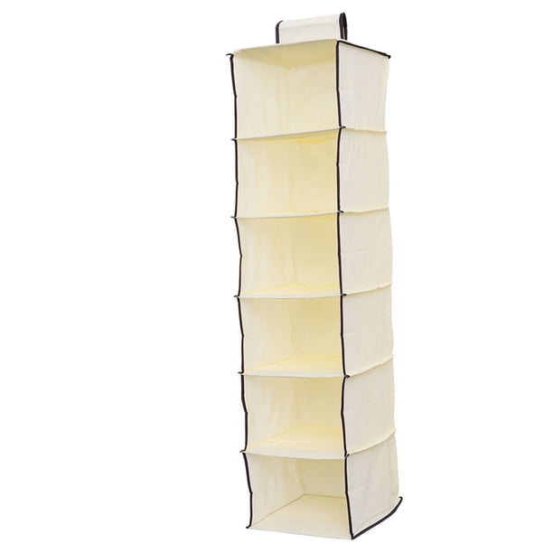 Bolsa de almacenamiento colgante para armario, 6 rejillas, color beige