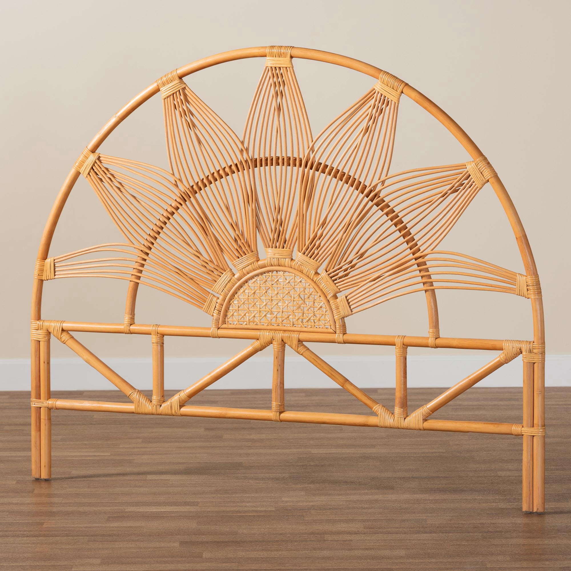 bali & pari Jasmine Boho Standalone headboard, Queen, Light honey