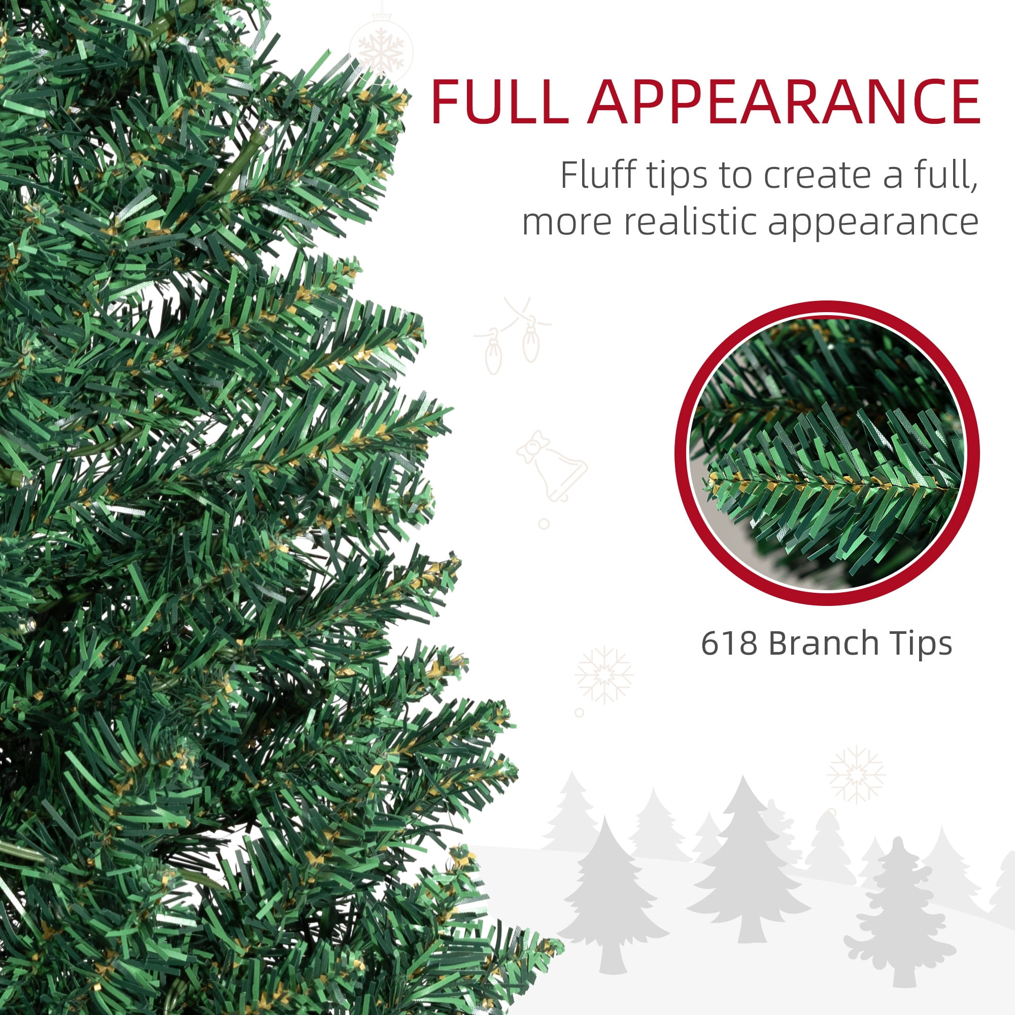 8 ft Pre-Lit Slim Artificial Christmas Tree with 300 Warm White LED Lights, Green