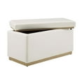 thumbnail image 3 of Linon Hawn Rectangle Storage Ottoman Natural Wood Trim in White Faux Leather, 3 of 16