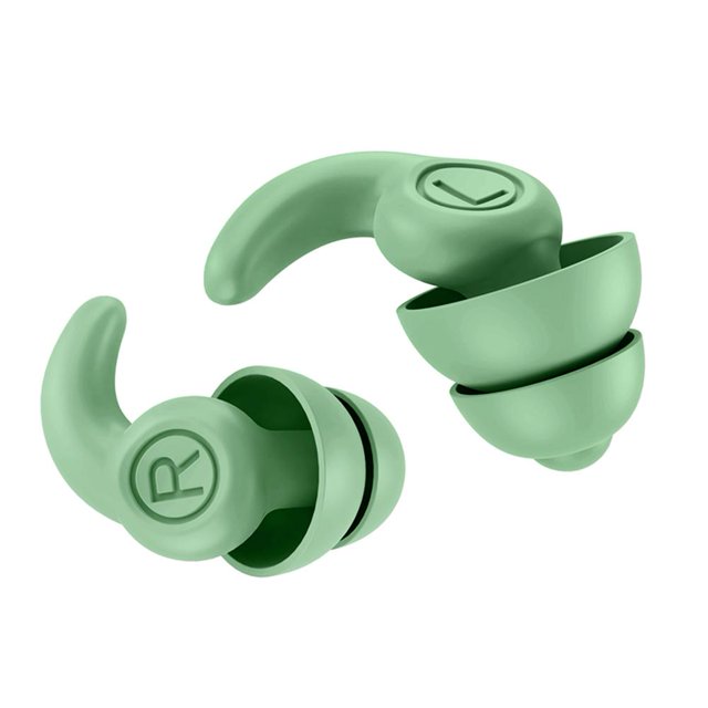 1 par de tapones para los oídos impermeables con reducción de ruido para dormir y nadar (verde militar)