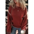 thumbnail image 4 of FOLUNSI Flirty Red Dahlia Trim - Oversized Drop Shoulder Sweater, 4 of 8