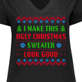 thumbnail image 4 of Inktastic I Make This Ugly Christmas Sweater Look Good Women's Plus Size V-Neck T-Shirt, 4 of 5