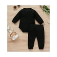thumbnail image 4 of Douhoow 2 Piece Baby Boys Girls Clothes Solid Color Waffle Button Long Sleeve Romper Tie-up Pants, 4 of 9