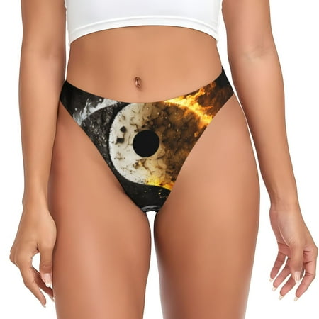 Adobk Yin Yang Print Seamless Women Underwear Thongs No Show Ladies Thong No Line Breathable Comfortable Panties Undies for Women-4X-Large