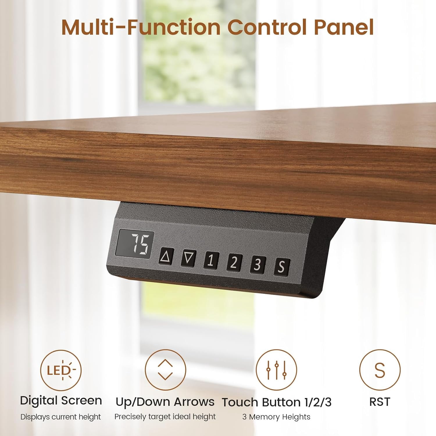 SEDETA 55" Electric Standing Desk with 6 Drawers, Adjustable Height Computer Desk with Power Outlets, Wood Corner stand Up Desk for Home Office, Large PC Workstation, White & Brown Top