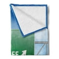 thumbnail image 2 of Going Away Party Soft Flannel Fleece Throw Blanket, New Life Concept with Road Sign on Blue Sky Next Exit Art Print, Cozy Plush for Indoor and Outdoor Use, 60" x 80", Blue Green Yellow, by Ambesonne, 2 of 5