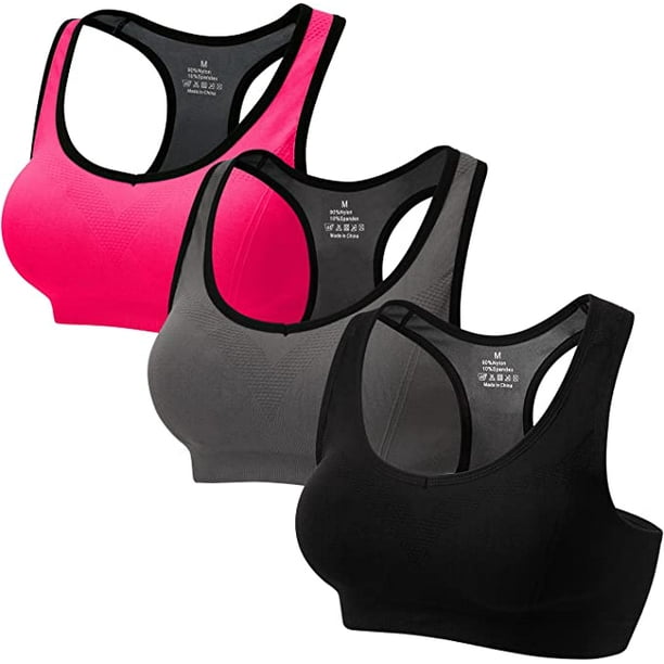2 Pcs Zipper In Front Sports Bra High Impact Strappy Back