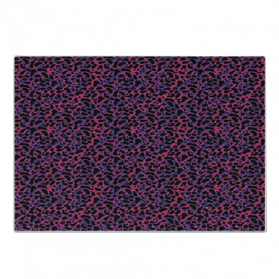 Jungle Cutting Board, 80s Style Vintage Leopard Skin Radiant Colors Tiger Safari, Decorative Tempered Glass Cutting and Serving Board, Small Size, Royal Blue Hot Pink, by Ambesonne