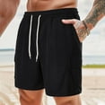 thumbnail image 2 of HCNTES Mens Big and Tall Walkshorts Drawstring Cotton Shorts with Pockets Regular Fit Stretch Work Beach Shorts(Black,XL), 2 of 6