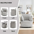 thumbnail image 5 of Bonzy Home 360° Swivel Accent Chair — Corduroy Barrel Chair with 3 Pillows, Round Armchair for Living Room & Bedroom, Gray, 5 of 8