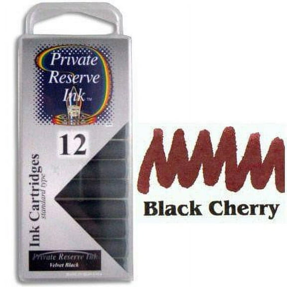 Private Reserve Ink 12 Pack Universal Size Fountain Pen Cartridge - Black Cherry (PR-C16)