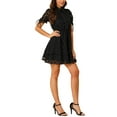thumbnail image 5 of INSPIRE CHIC Women's Dress Peter Pan Collar Ruffle Cuff A-Line Layered Dress 3XL Black, 5 of 7