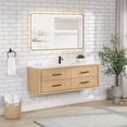 thumbnail image 3 of Cristo 55" Fir Wood Brown Single Bath Vanity with Fish Maw White Quartz Stone, 3 of 15