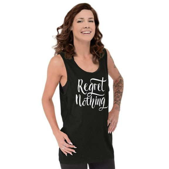 Regret Nothing Inspiring YOLO Motivate Tank Top Tee Shirt Women Brisco Brands S