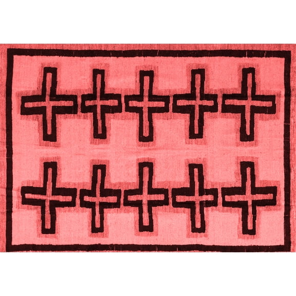 Ahgly Company Indoor Rectangle Abstract Red Modern Area Rugs, 5' x 7'