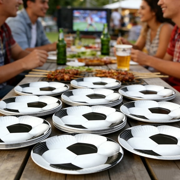 9 Inch Soccer Themed Disposable Paper Plates Set of 10, Football Party Dinner Plates for Sports Birthday Celebration and Game Day Events