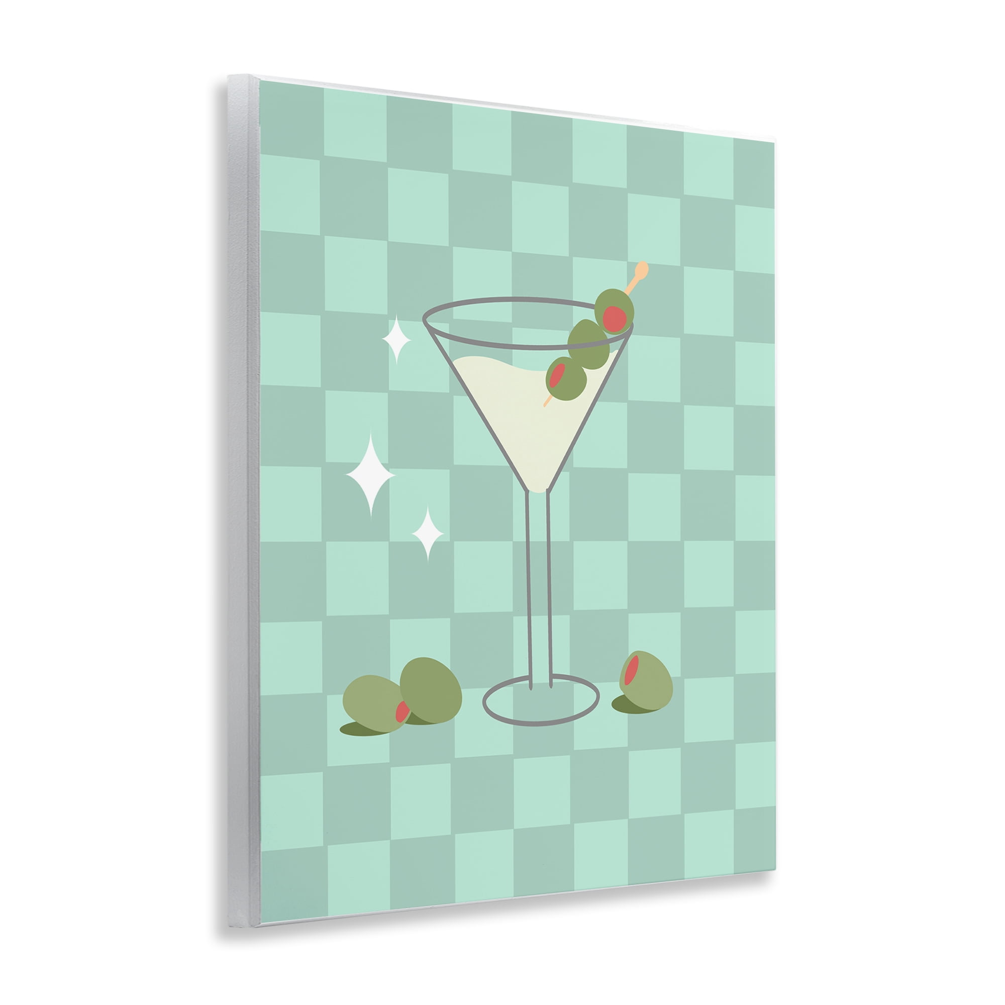 Stupell Industries Checkered Dirty Martini Food & Beverage Painting Unframed Art Print Wall Art, 11 x 14