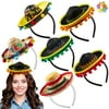 JOYIN 6 Packs Cinco De Mayo Fiesta Fabric and Straw Sombrero Headbands Party Costume for Fun Fiesta Hat Party Supplies, Mexican Theme Decorations, Luau Event Photo Props and Party Favors