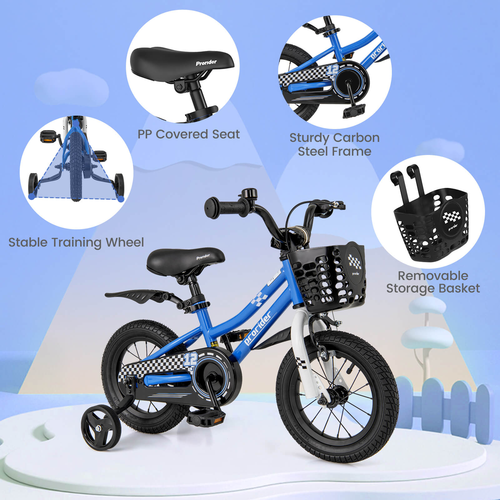Costway 12 Inch Kids Bike with Training Wheels, Blue photo 8