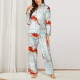 thumbnail image 3 of Bingfone Womens Pajama Sets Koi Fish Corals,Spring Summer Print,Long Sleeve Loungewear Pajamas Set-Medium, 3 of 9