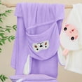 thumbnail image 3 of Cethrio Kids Girls Flannel Bathrobes, Lightweight Comfy Thermal Hooded Sleepwear Robes Purple Size 3-10T, 3 of 4