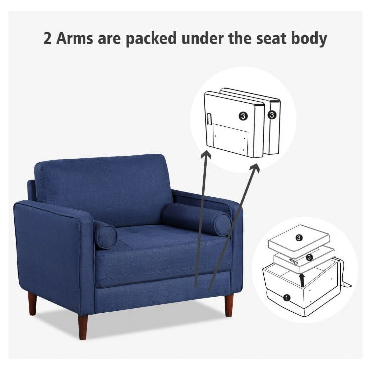 Finihen Comfy Accent Armchair, Accent Oversized Linen Club Armchair with Pillows and Rubber Wood Legs, for Living Room, Bedroom, Navy Finihen Comfy Accent Armchair, Accent Oversized Linen Club Armchair with Pillows and Rubber Wood Legs, for Living Room, Bedroom, Navy