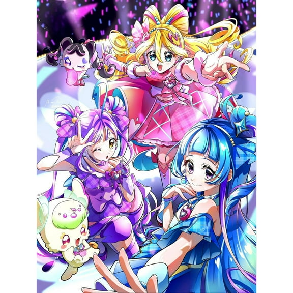 Pretty Cure Diamond Painting Set (for Adults) 5D DIY Anime Diamond Art Set (for Beginners) Round Full Diamond Diamond Painting Gem Art Crafts (Home Wall Decoration Gift)